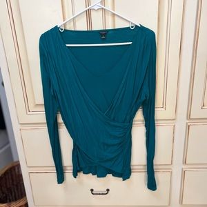 Ann Taylor Long Sleeve Tee - Emerald Green- Small